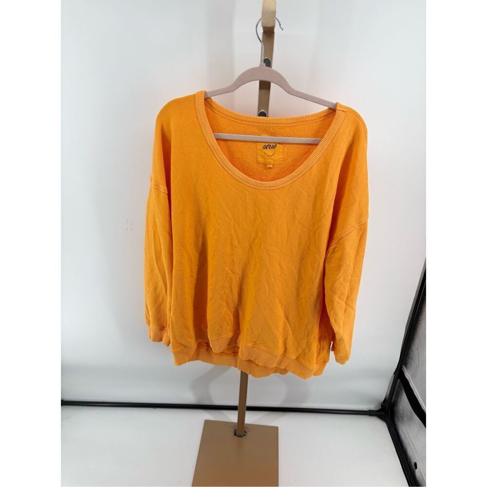 Aerie yellow orange women’s sweatshirt size medium 100% cotton - Picture 10 of 12